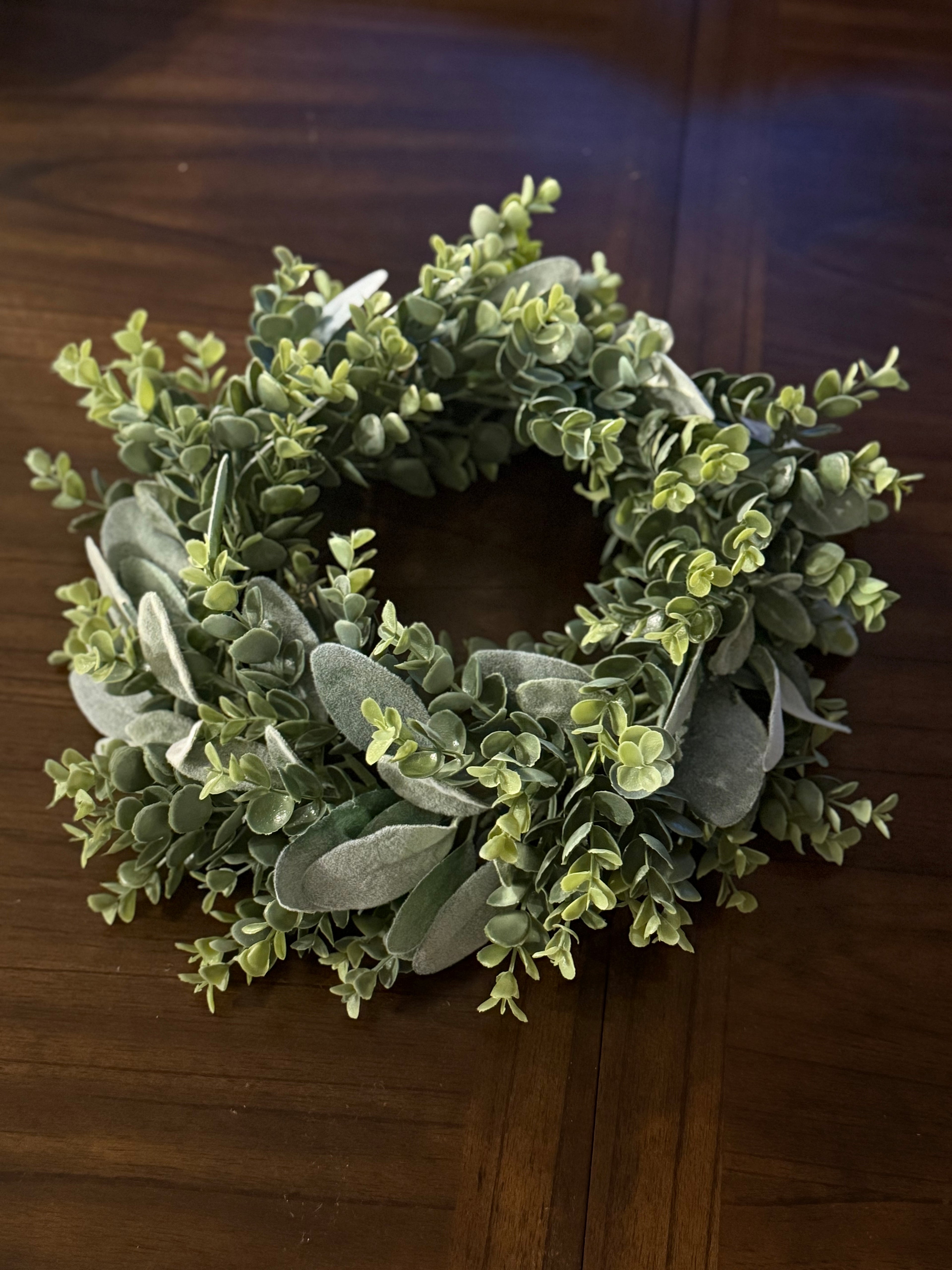 Faux Eucalyptus & Lambs Ear round centerpiece, Table Runner, Wreath, Wedding Greenery, Fall Decor, Greenery, Home Decor, Farmhouse, Faux