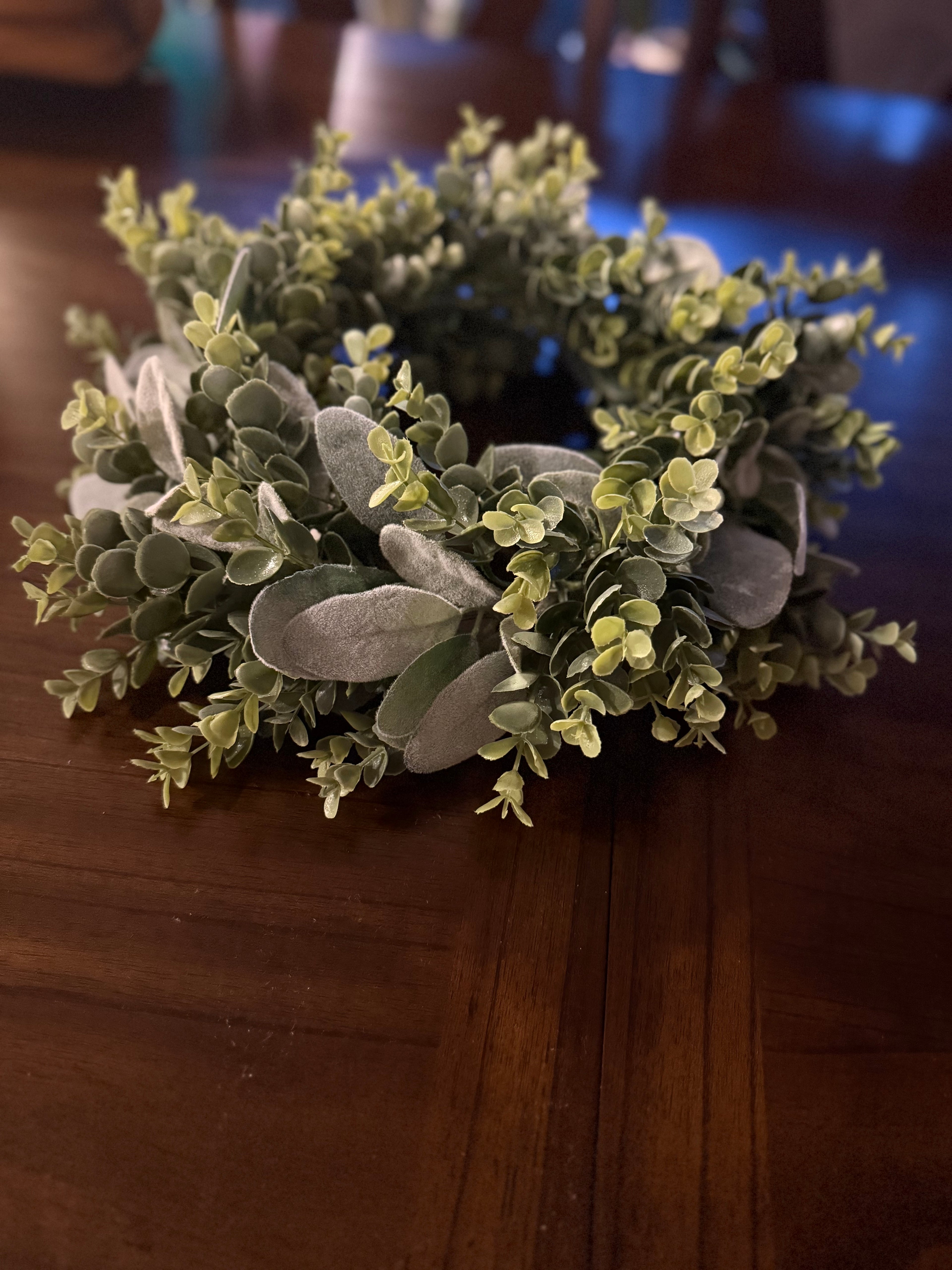 Faux Eucalyptus & Lambs Ear round centerpiece, Table Runner, Wreath, Wedding Greenery, Fall Decor, Greenery, Home Decor, Farmhouse, Faux