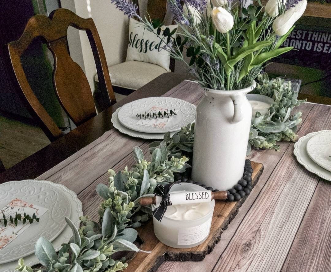 Faux Eucalyptus & Lambs Ear Garland, Table Runner, Wreath, Wedding Greenery, Fall Decor, Greenery, Home Decor, Farmhouse, Faux