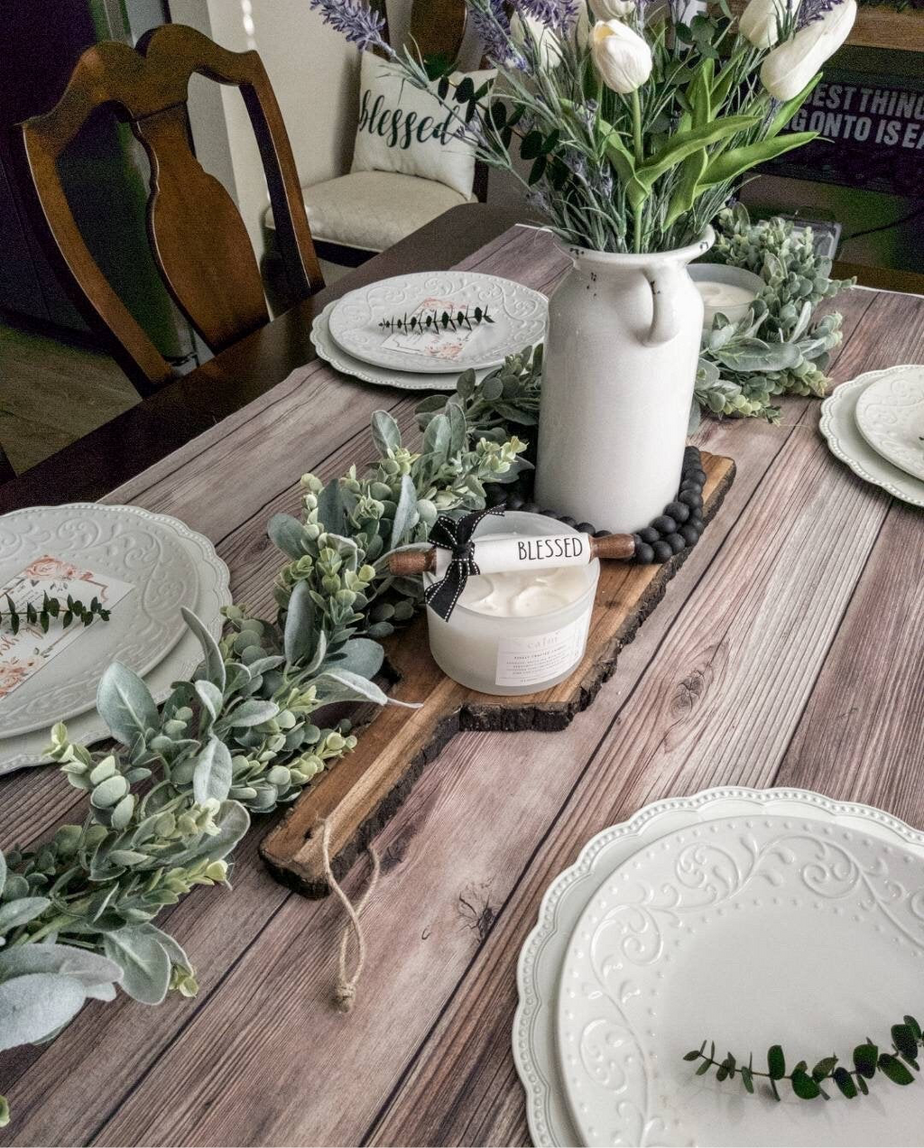 Faux Eucalyptus & Lambs Ear Garland, Table Runner, Wreath, Wedding Greenery, Fall Decor, Greenery, Home Decor, Farmhouse, Faux