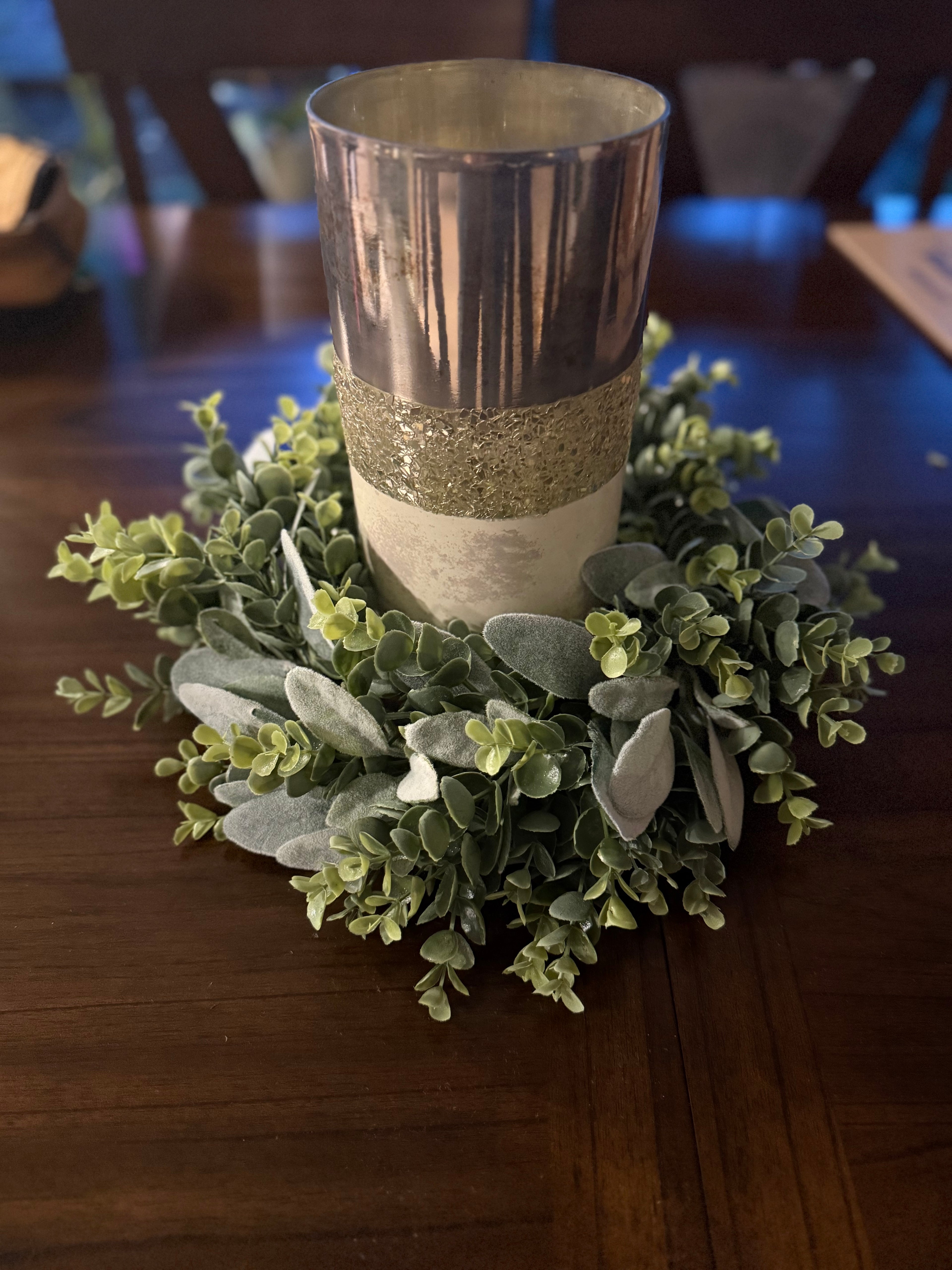 Faux Eucalyptus & Lambs Ear round centerpiece, Table Runner, Wreath, Wedding Greenery, Fall Decor, Greenery, Home Decor, Farmhouse, Faux