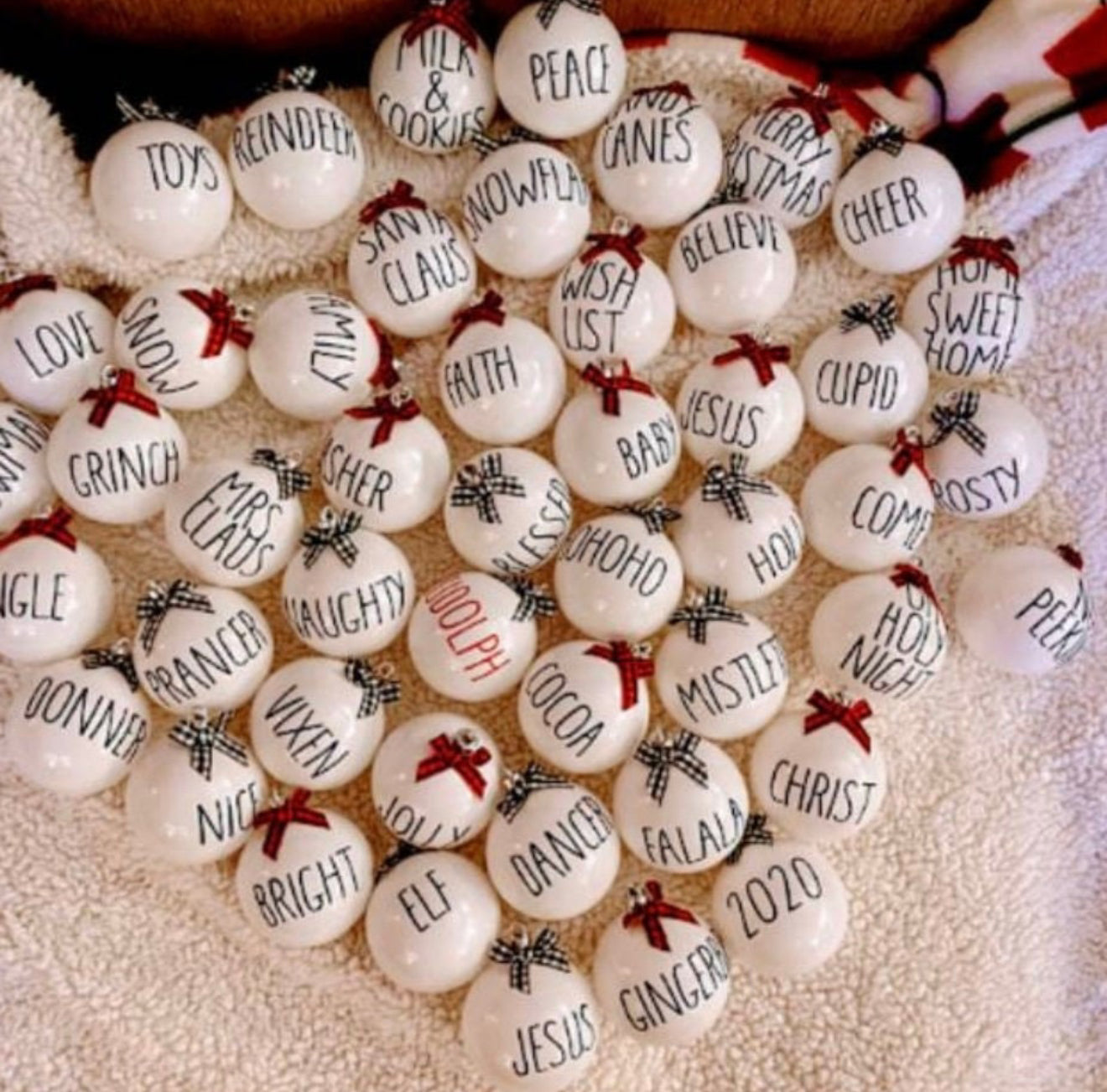 60 Christmas Word Decals, Rae Dunn, DIY, Christmas Ornament Decals, Stickers, Christmas Tree Decor, Farmhouse decor, Personalized Gifts
