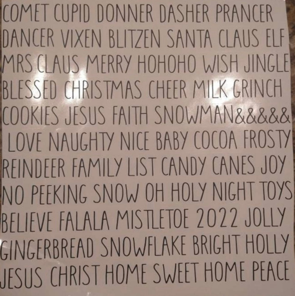 60 Christmas Word Decals, Rae Dunn, DIY, Christmas Ornament Decals, Stickers, Christmas Tree Decor, Farmhouse decor, Personalized Gifts