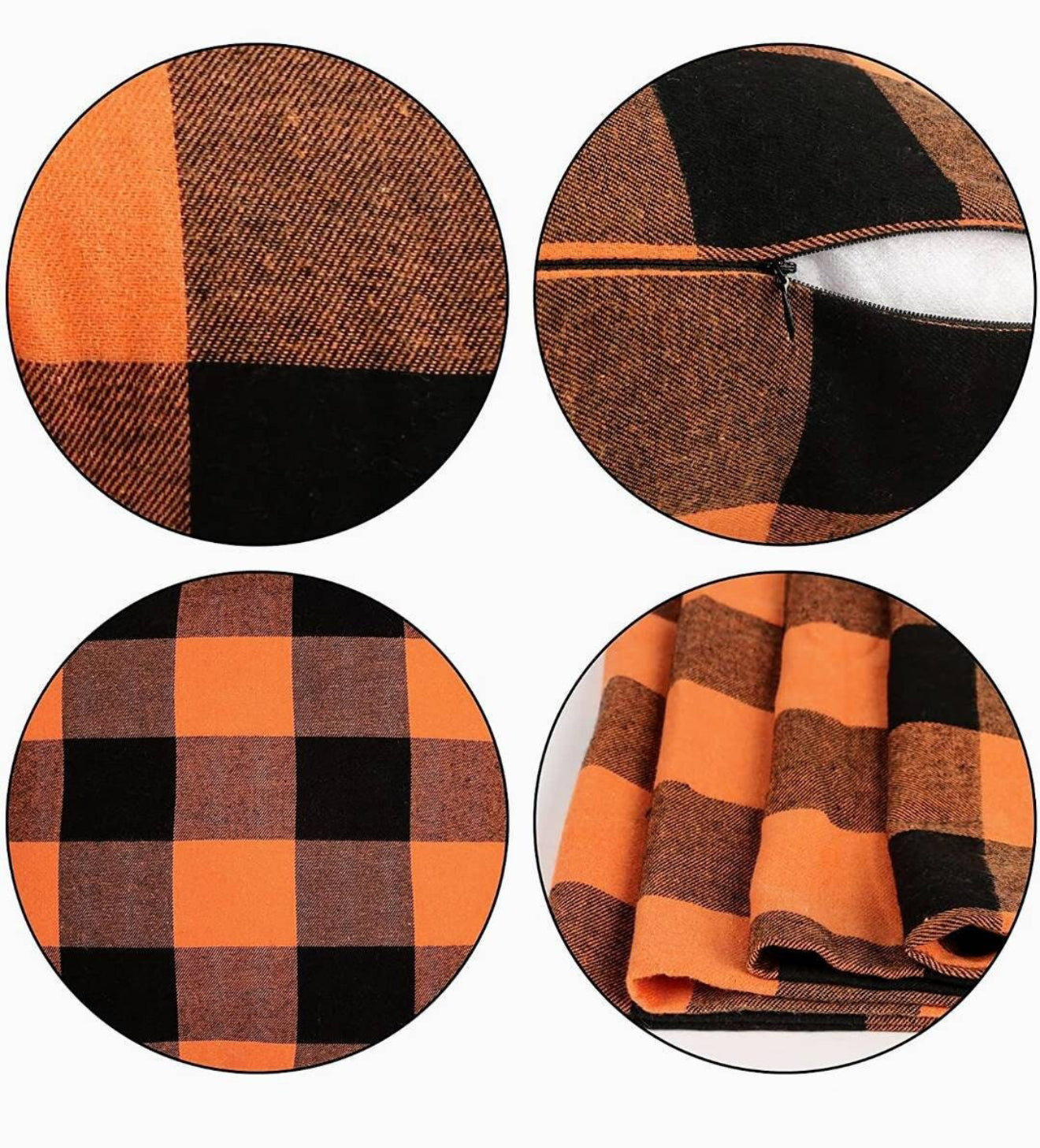 2pc Orange & Black Buffalo Check Pillow Covers, Farmhouse, Fall Decor, Plaid, Harvest, Buffalo Check, Autumn, Front Porch,
