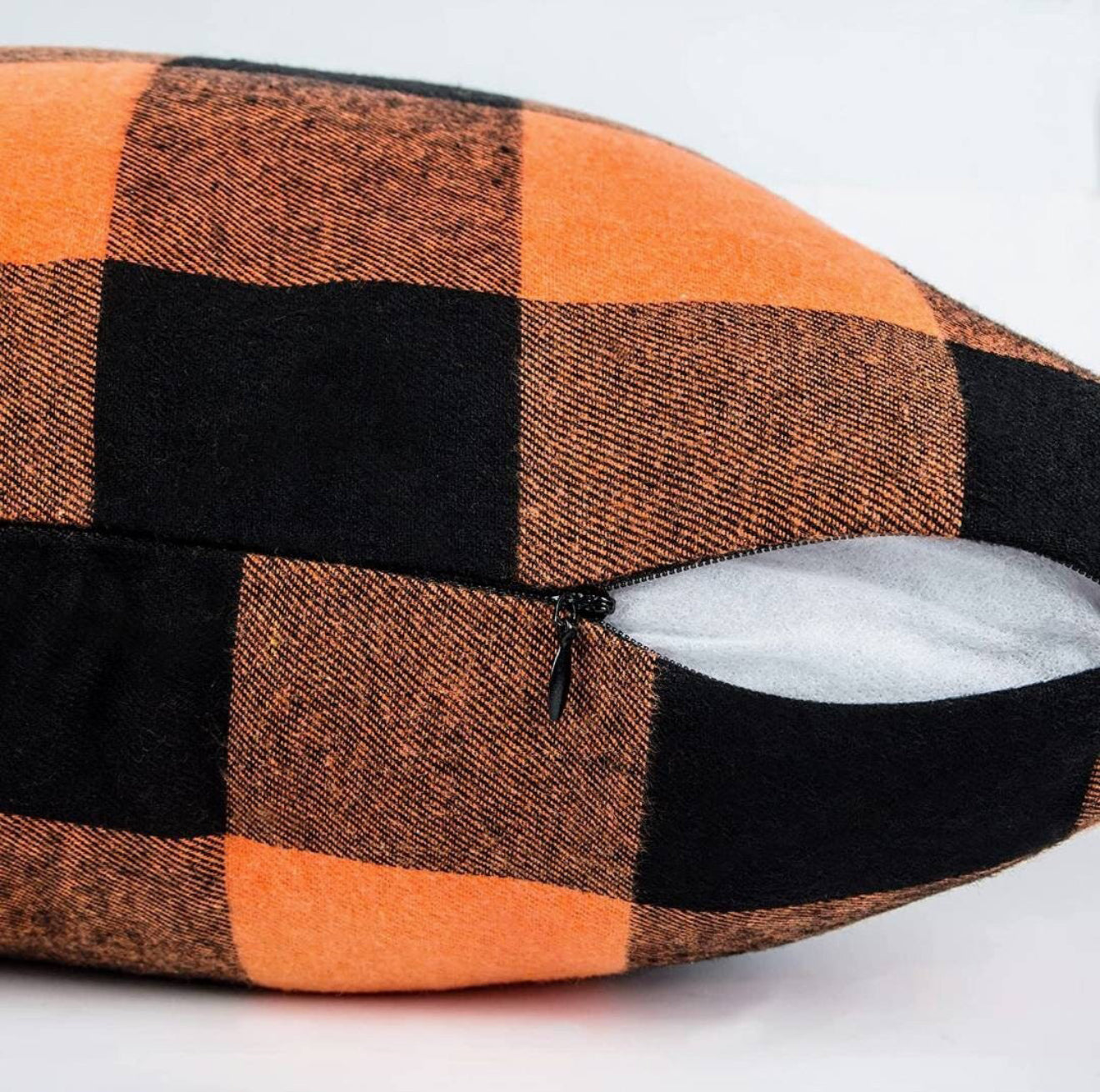 2pc Orange & Black Buffalo Check Pillow Covers, Farmhouse, Fall Decor, Plaid, Harvest, Buffalo Check, Autumn, Front Porch,