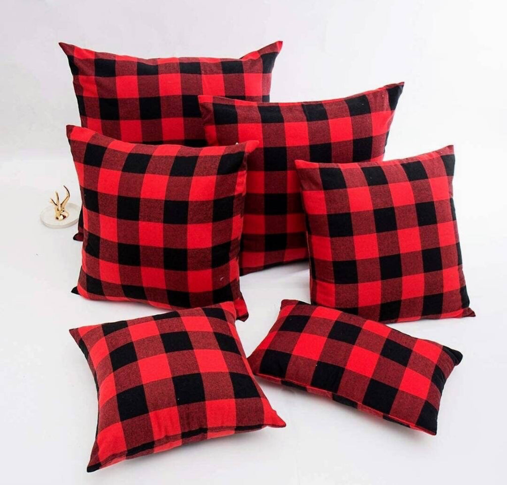 2 Piece Red/Black, Buffalo Check Pillow Covers, Farmhouse, Home Decor, Fall Decor, Plaid, Harvest, Buffalo Check, Autumn, Front Porch,
