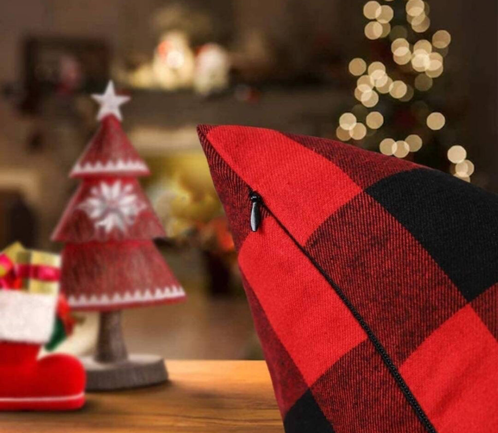 2 Piece Red/Black, Buffalo Check Pillow Covers, Farmhouse, Home Decor, Fall Decor, Plaid, Harvest, Buffalo Check, Autumn, Front Porch,