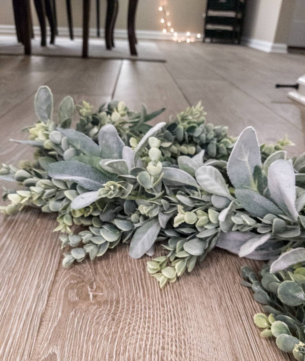 Faux Eucalyptus & Lambs Ear Garland, Table Runner, Wreath, Wedding Greenery, Fall Decor, Greenery, Home Decor, Farmhouse, Faux