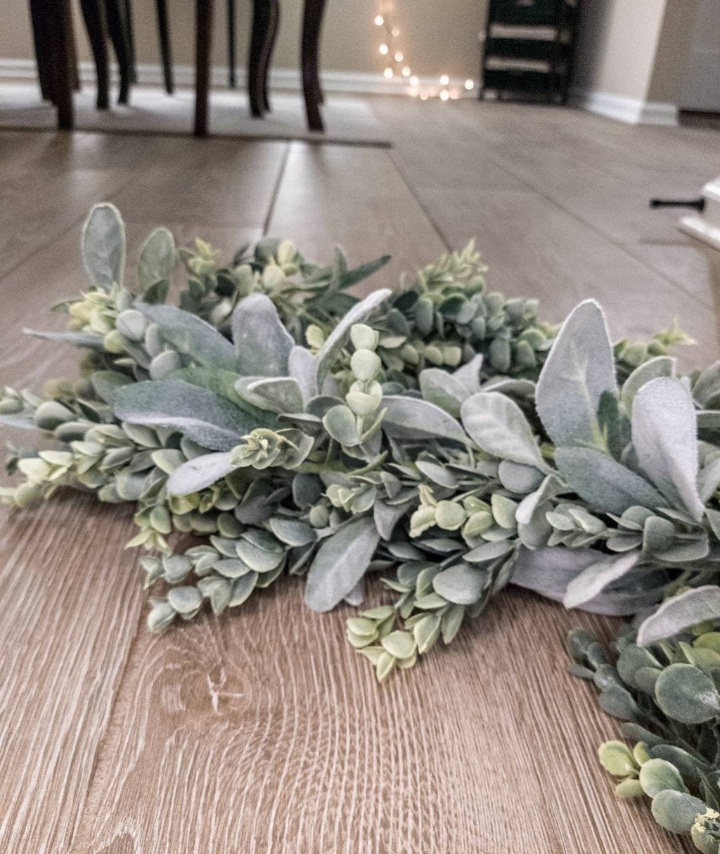 Faux Eucalyptus & Lambs Ear Garland, Table Runner, Wreath, Wedding Greenery, Fall Decor, Greenery, Home Decor, Farmhouse, Faux