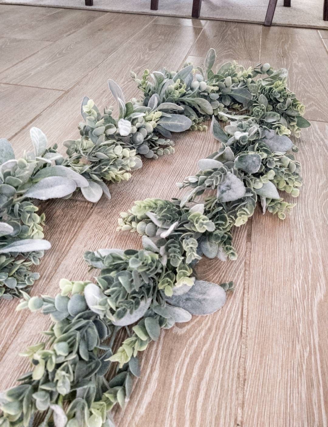 Faux Eucalyptus & Lambs Ear Garland, Table Runner, Wreath, Wedding Greenery, Fall Decor, Greenery, Home Decor, Farmhouse, Faux